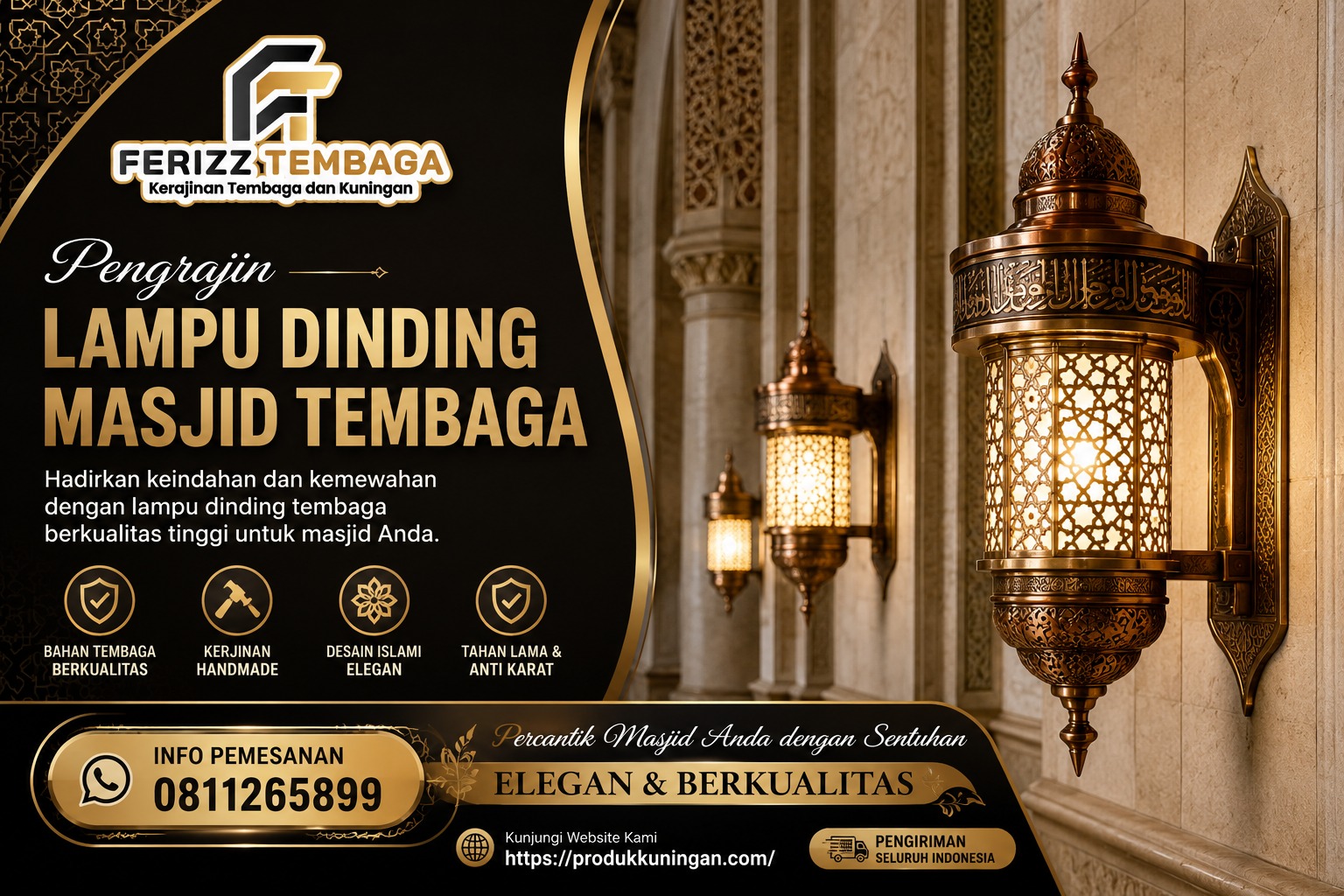 Pengrajin Lampu Dinding Masjid Tembaga